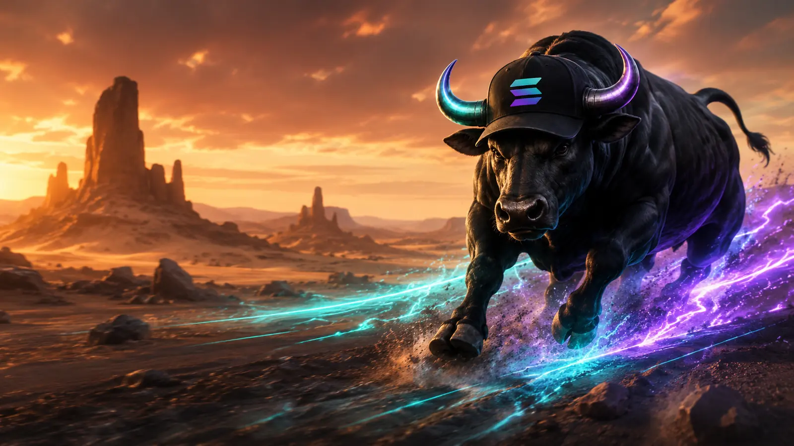 $TOLY charging through a neon desert